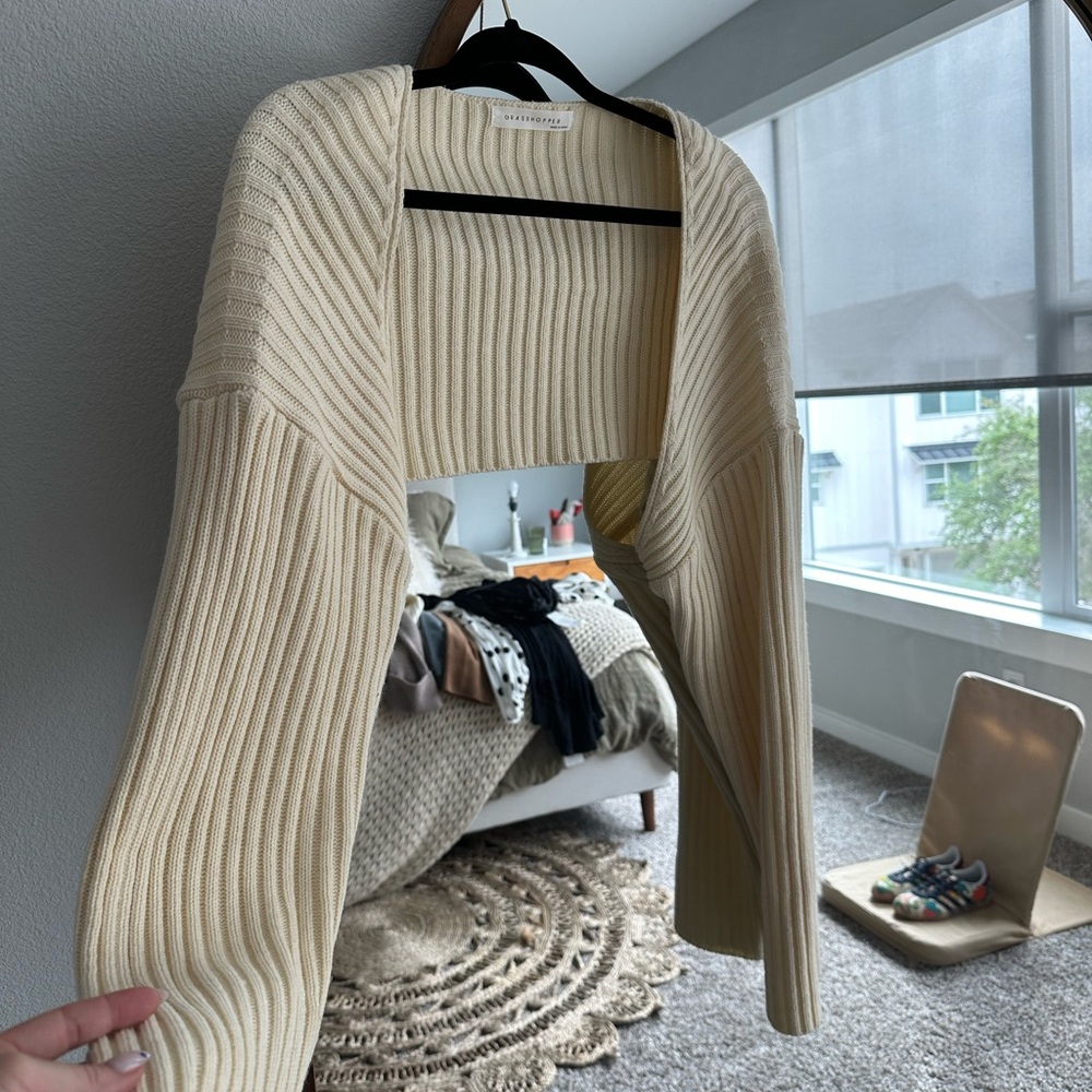 Grasshopper Dancer Sleeve Cropped Sweater - image 2